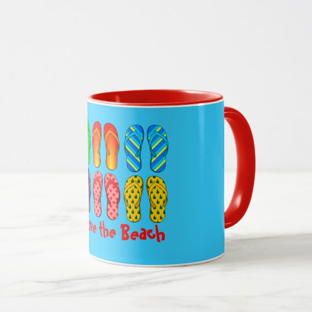 Mug Flip Flops, I Love the Beach, (Devant droit)