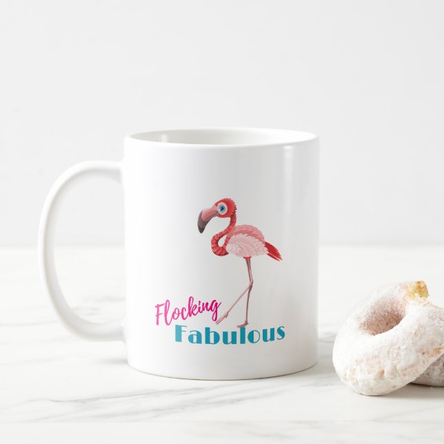Mug Flocking Fabulous Typography avec Flamant rose ros (Avec donut)