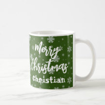 Flocon de neige blanc vert Joyeux Noël moderne