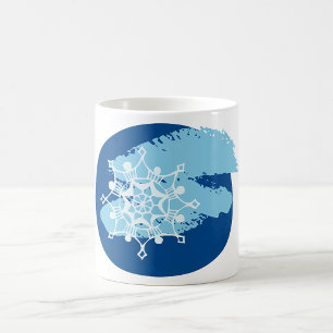 Mug Flocon de neige bleu givré Abstrait Cercle d'hiver