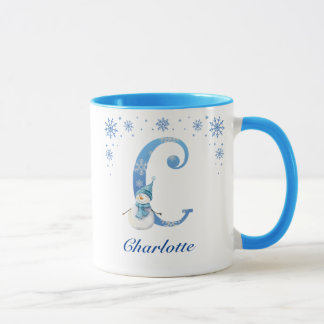 Mug Flocon de neige de Noël personnalisé Monogramme C