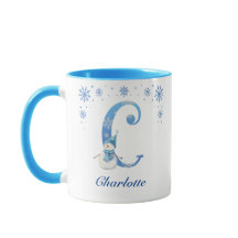 Flocon de neige de Noël personnalisé Monogramme C
