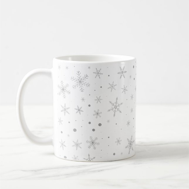 Mug Flocon de neige de scintillement - gris et Blanc (Gauche)