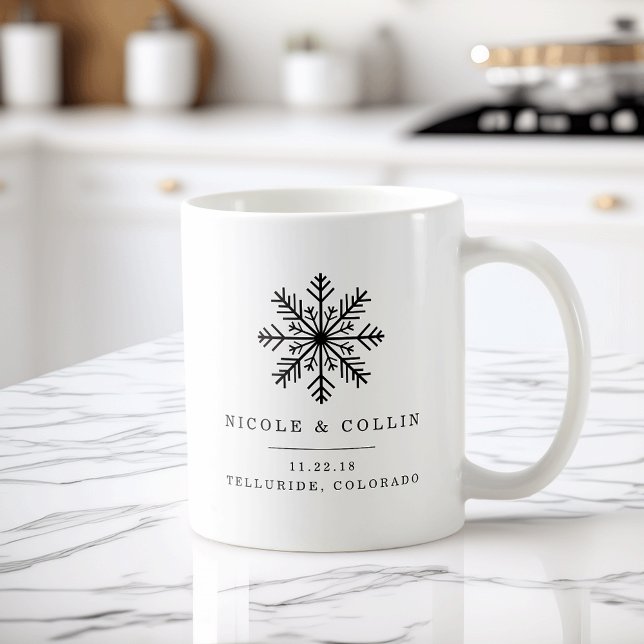 Mug Flocon de neige d'hiver Faveur de mariage (Créateur téléchargé)