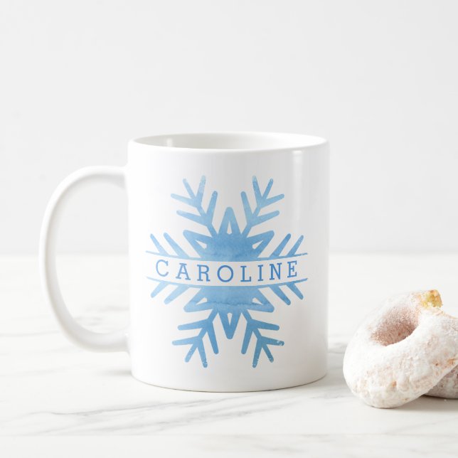 Mug Flocon de neige mignon personnalisé d'aquarelle (Avec donut)