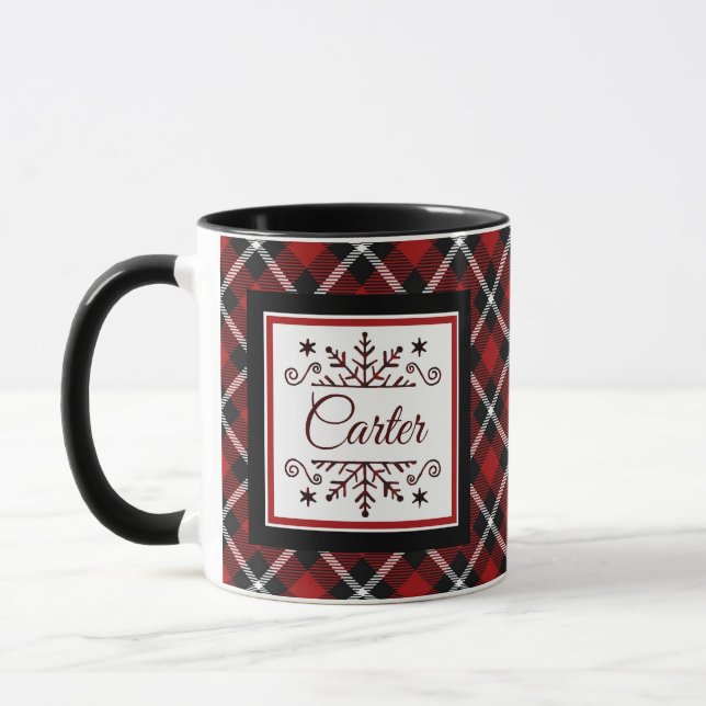 Mug Flocon de neige personnalisé à carreaux (Gauche)