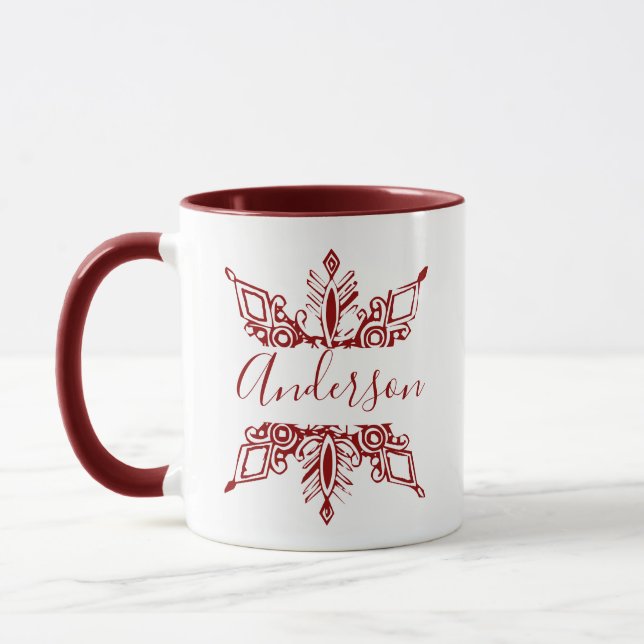 Mug Flocon de neige rouge personnalisé (Gauche)