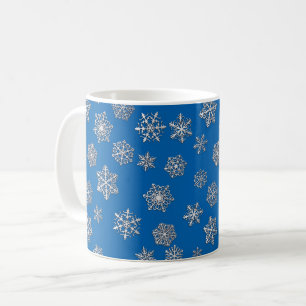 Mug Flocons d'argent sur fond bleu de cobalt