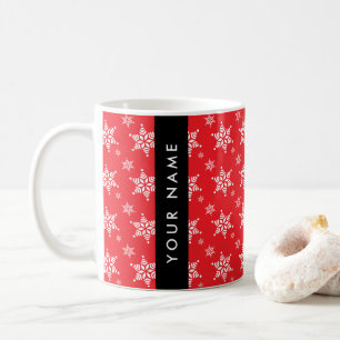 Mug Flocons de neige blancs, rouge, votre nom, Personn