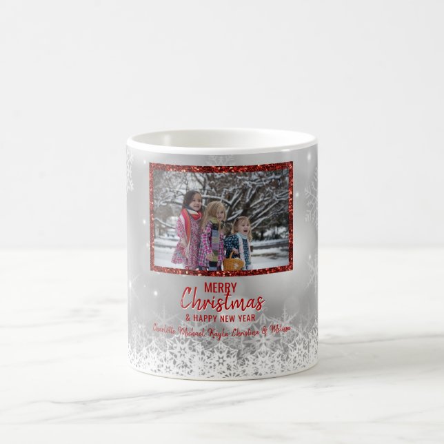 Mug Flocons de neige rouges personnalisés de neige de (Centre)