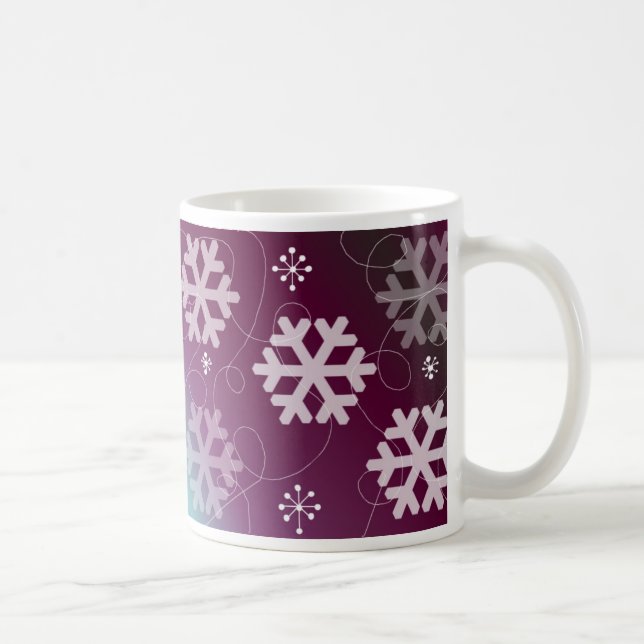 Mug Flocons de neige violets élégants (Droite)