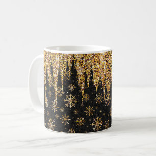 Mug Flocons dorés Paillettes Gouttes d'or