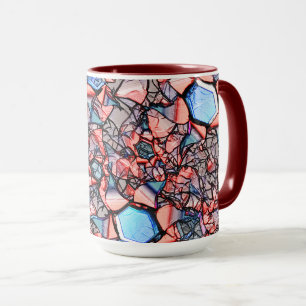 Mug Flor virtuel entalhada nas cores azul e salmão