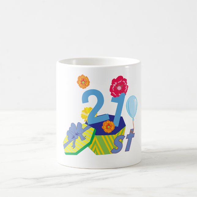 Mug floral 21e anniversaire (Créateur téléchargé)