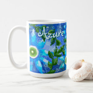 Mug Floral Abstrait bleu vert Fleurs personnalisées