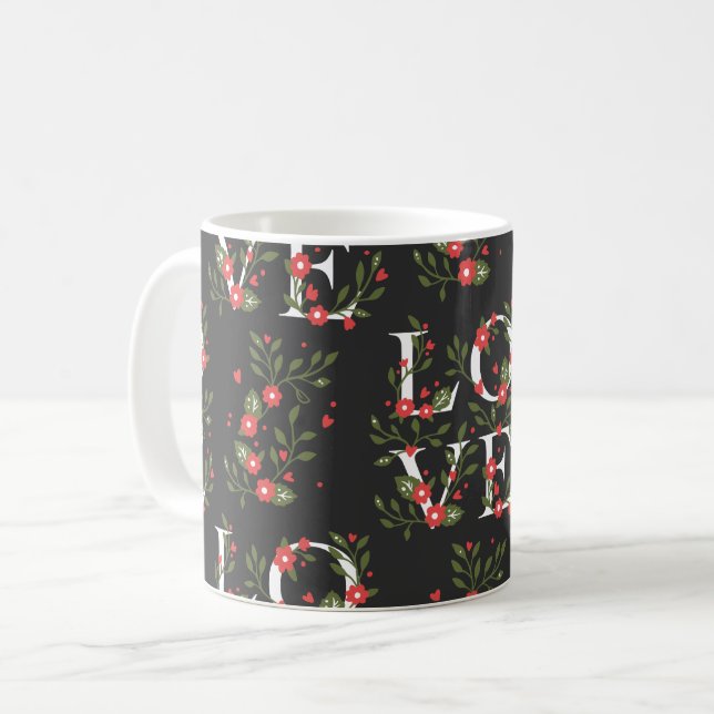 Mug Floral AMOUR Moderne Joli Motif (Devant gauche)