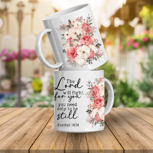 Mug Floral avec Écriture Chrétienne