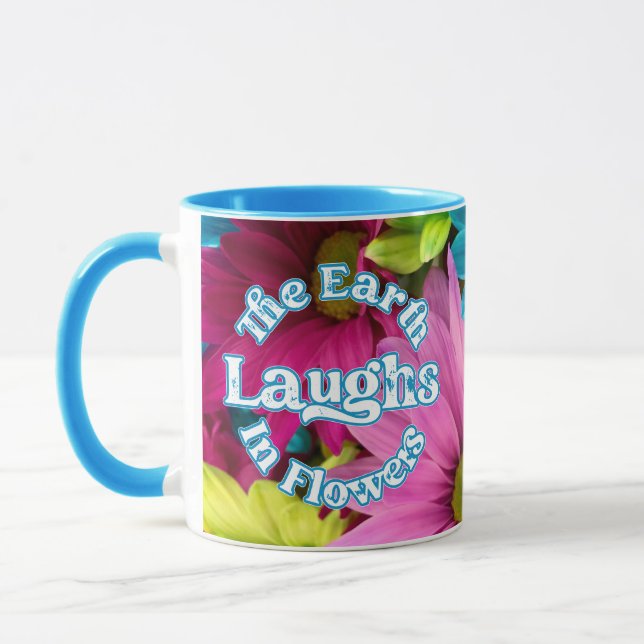 Mug Floral Bleu, Célèbre Citations Mug (Gauche)