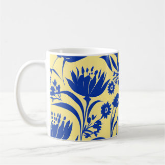 Mug Floral Bleu De Cornflower Moderne Sur Jaune