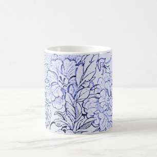 Mug Floral bleu et blanc vintage