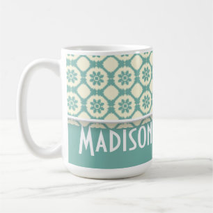 Mug Floral bleu-vert et crème mignon