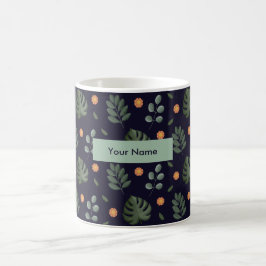 Mug floral botanique bleu marine personnalisé