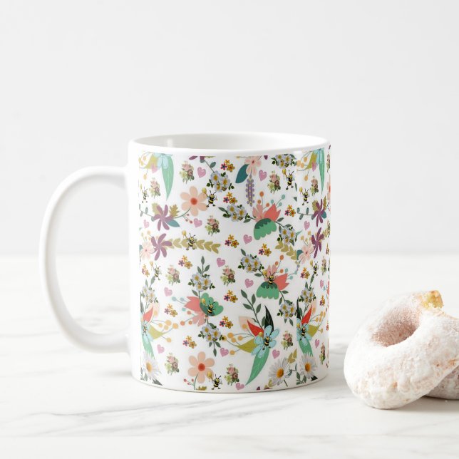 Mug floral Bumblebee (Avec donut)