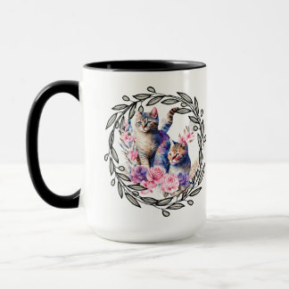 Mug Floral Cat Cup