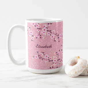 Mug Floral Cerisier Fleur Monogramme Parties scintilla