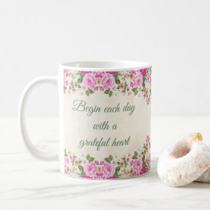 Mug Floral "Commencez chaque journée par un coeur rec