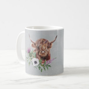Mug Floral de vache Brown écossaise personnalisé