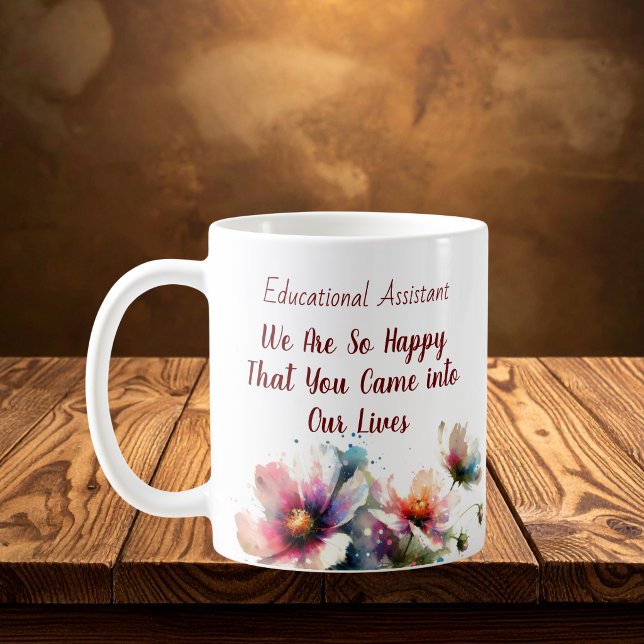 Mug  Floral Educational Assistant Pink  Personalize (Créateur téléchargé)
