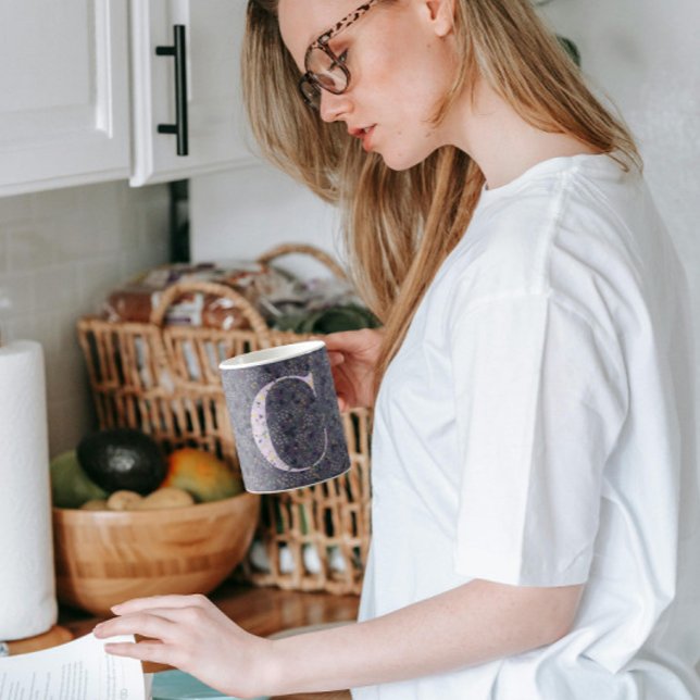 Mug Floral Elegant Classy Monogram C violet avec phras (Créateur téléchargé)