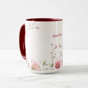 Mug Floral Élégant Rose Blanc