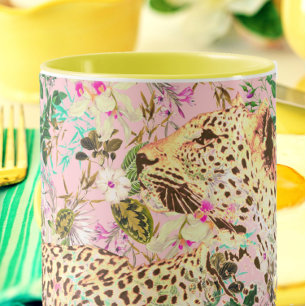 Mug Floral empreinte de léopard tropical hawaïen