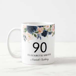 Mug Floral flush de la marine Personnalisé 90e annive
