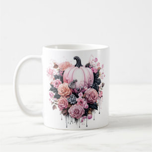 Mug Floral Halloween Citrouille rose
