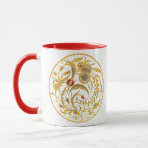 Mug Floral jacobéen chinois antique - Or de moutarde