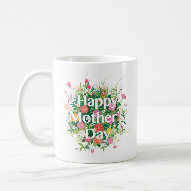 Mug Floral Joyeuse Fête des mères | Vacances (Gauche)
