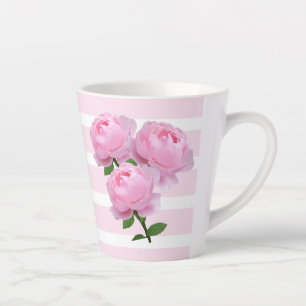 Mug Floral Latte Roses Roses Fines