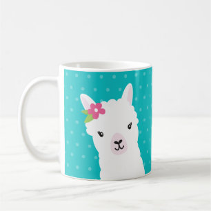 Mug Floral Llama Alpaca Turquoise personnalisé