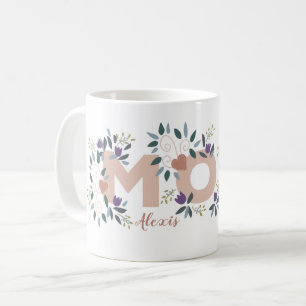 Mug Floral Maman Fête de la mère Nom personnalisé & An