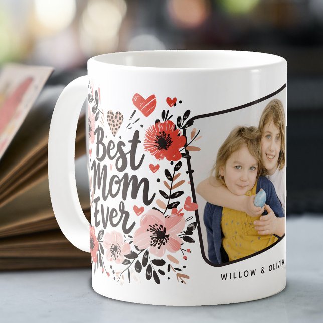 Mug Floral Meilleure maman jamais photo (Créateur téléchargé)