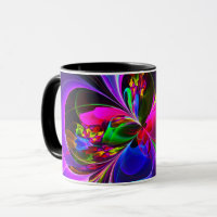 Floral moderne Art Abstrait Rouge Bleu Motif #12
