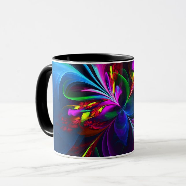 Mug Floral moderne Art Abstrait Rouge Bleu Motif #15 (Devant gauche)