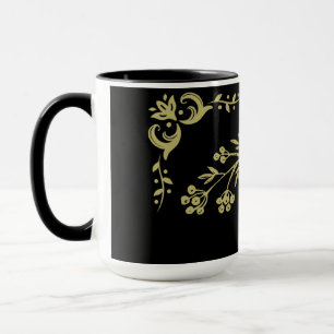 Mug Floral noir et or