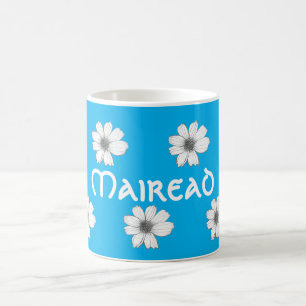 Mug Floral Nom personnalisé clair bleu