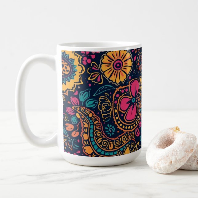 Mug Floral Paisley Pattern (Avec donut)