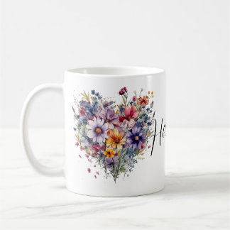 Mug floral personnalisé avec nom et floraison