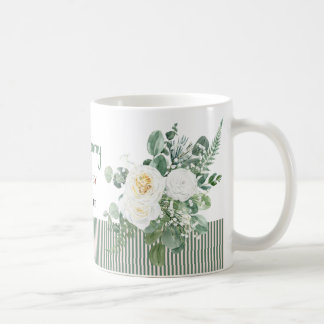 Mug floral personnalisé Rose blanche élégante
